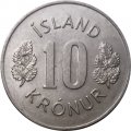 Исландия 10 крон 1973 год
