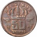 Бельгия 50 сантимов 1969 год BELGIQUE
