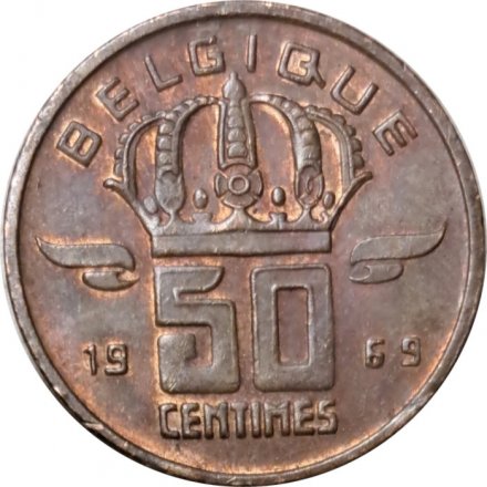 Бельгия 50 сантимов 1969 год BELGIQUE