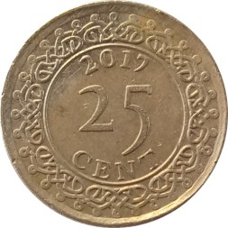 Суринам 25 центов 2017 год