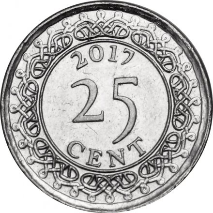 Суринам 25 центов 2017 год