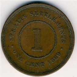 Стрейтс-Сетлментс 1 цент 1889 год