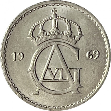 Швеция 10 эре 1969 год - Король Густав VI Адольф