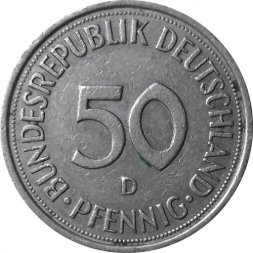 ФРГ 50 пфеннигов 1975 год (D)