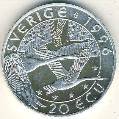 Швеция 20 экю 1996 год