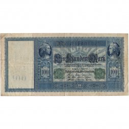 Германия 100 марок 1910 год (зеленая печать) - F+