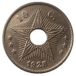 Бельгийское Конго 10 сентим 1928 год