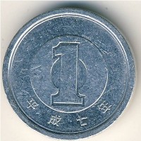 Монета Япония 1 иена 1995 год