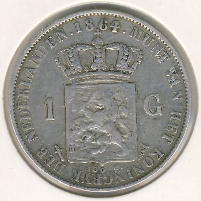 Нидерланды 1 гульден 1864 год