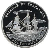 Монета Кот-д’Ивуар 1000 франков КФА 2007 год - Парусник «Bucentaure»