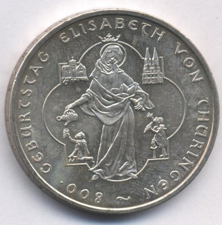 Германия 10 евро 2007 год - Елизавета фон Тюринген