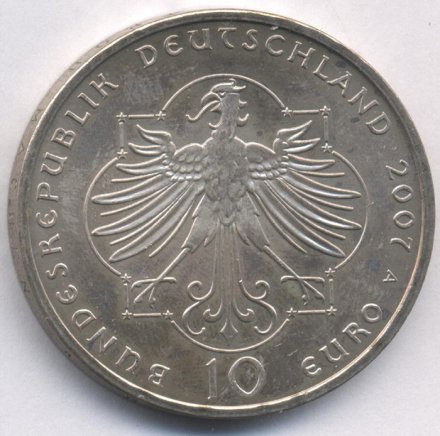 Германия 10 евро 2007 год - Елизавета фон Тюринген
