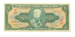 Бразилия 2 крузейрос 1954-1958 год - UNC - зеленый фон