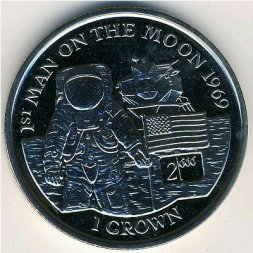 Остров Мэн 1 крона 2000 год - Первый человек на Луне