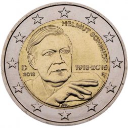 Германия 2 евро 2018 год - Гельмут Шмидт (F)