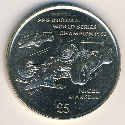 Остров Мэн 5 фунтов 1994 год - Гоночные автомобили. Найджел Мэнселл