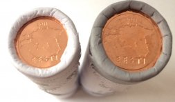 Набор из 2 банковских роллов 1 и 2 евроцента Эстонии 2011 (100 монет)