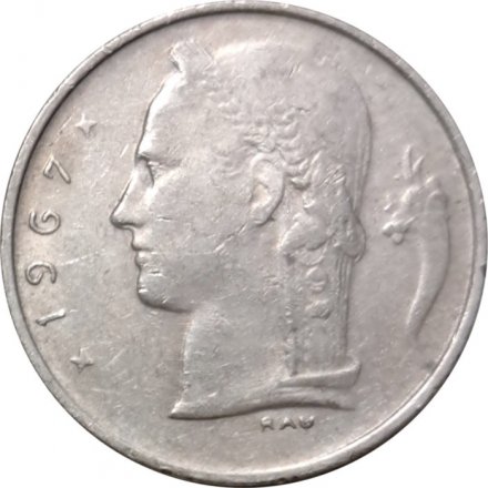 Бельгия 1 франк 1967 год BELGIE