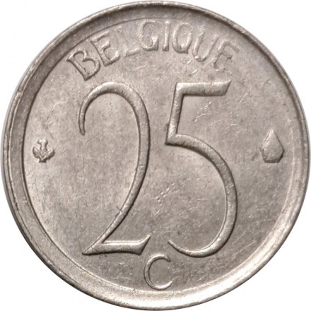 Бельгия 25 сантимов 1965 год BELGIQUE (Монетное отношение аверс/реверс (180°))