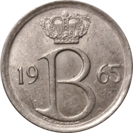 Бельгия 25 сантимов 1965 год BELGIQUE (Монетное отношение аверс/реверс (180°))