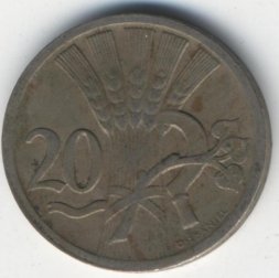 Чехословакия 20 геллеров 1930 год