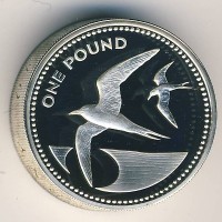 Монета Остров Святой Елены и острова Вознесения 1 фунт 1984 год - Тёмная крачка (Onychoprion fuscatus)