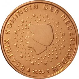 Нидерланды 1 евроцент 2003 год - Королева Беатрикс