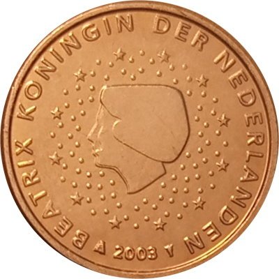 Нидерланды 1 евроцент 2003 год - Королева Беатрикс