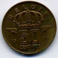 Бельгия 50 сантимов 1976 год BELGIE