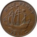 Великобритания 1/2 пенни 1951 год