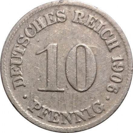 Германия 10 пфеннигов 1906 год (D)