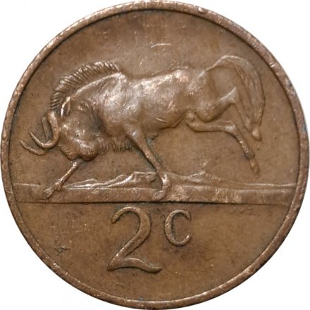 ЮАР 2 цента 1968 год - Окончание президентства Чарльза Сварта (SUID-AFRIKA)