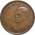 ЮАР 2 цента 1968 год - Окончание президентства Чарльза Сварта (SUID-AFRIKA)