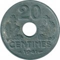 Франция 20 сантимов 1941 год (номинал - &quot;20&quot;)