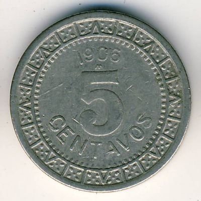 Мексика 5 сентаво 1906 год