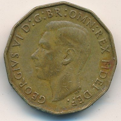 Великобритания 3 пенса 1949 год