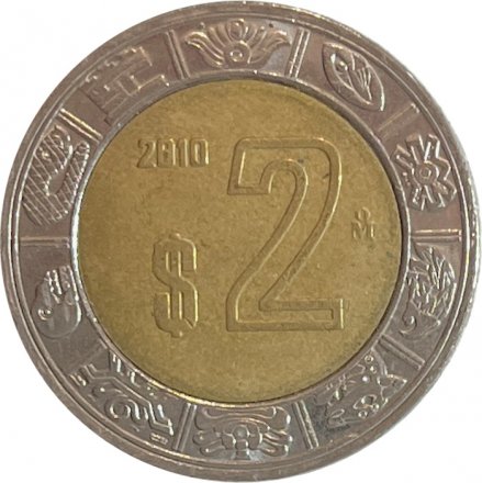 Мексика 2 песо 2010 год - Хохлатый сокол