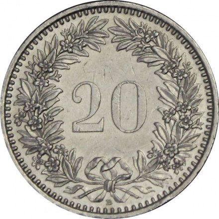 Швейцария 20 раппенов 1999 год 