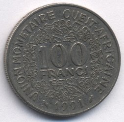 Западная Африка 100 франков 1991 год