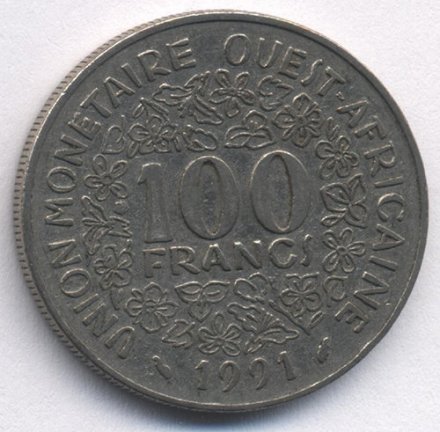 Западная Африка 100 франков 1991 год