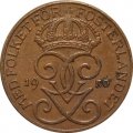 Швеция 1 эре 1950 год - Король Густав V (бронза)
