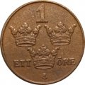 Швеция 1 эре 1950 год - Король Густав V (бронза)