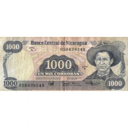 Никарагуа 1000 кордоба 1985 (1987) год - Сандино. Сандинистская революция - F