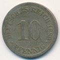 Германия 10 пфеннигов 1889 год (J)