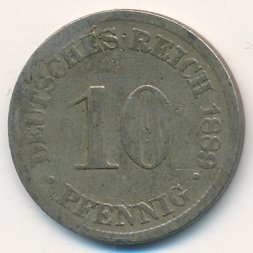 Германия 10 пфеннигов 1889 год (J)