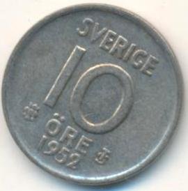 Швеция 10 эре 1952 год - Король Густав VI Адольф