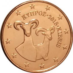 Кипр 1 евроцент 2018 год - Муфлоны UNC