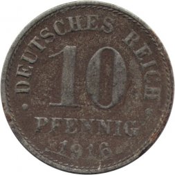 Германия 10 пфеннигов 1916 год - A