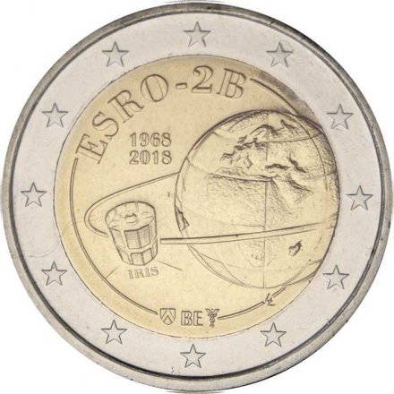Бельгия 2 евро 2018 год - 50 лет Запуску спутника ESRO-2B