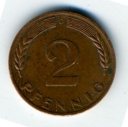 ФРГ 2 пфеннига 1969 год (D)